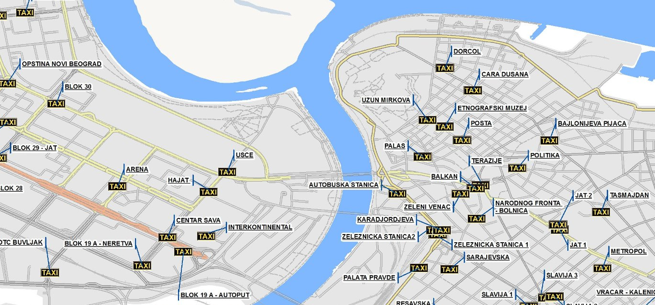 Мапа такси стајалишта